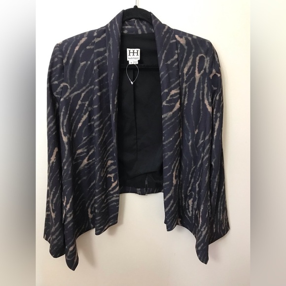 HAUTE Hippie Womens Animal Print Open Front Lined Asymmetrical Blazer Size 8 - Picture 3 of 16